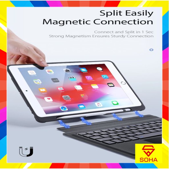 T206 Sarung New Ipad 9 th 2020 2021 10.2 Inch Case Keyboard Bluetooth Wireless Keyboard Touchpad Protective Trackpad