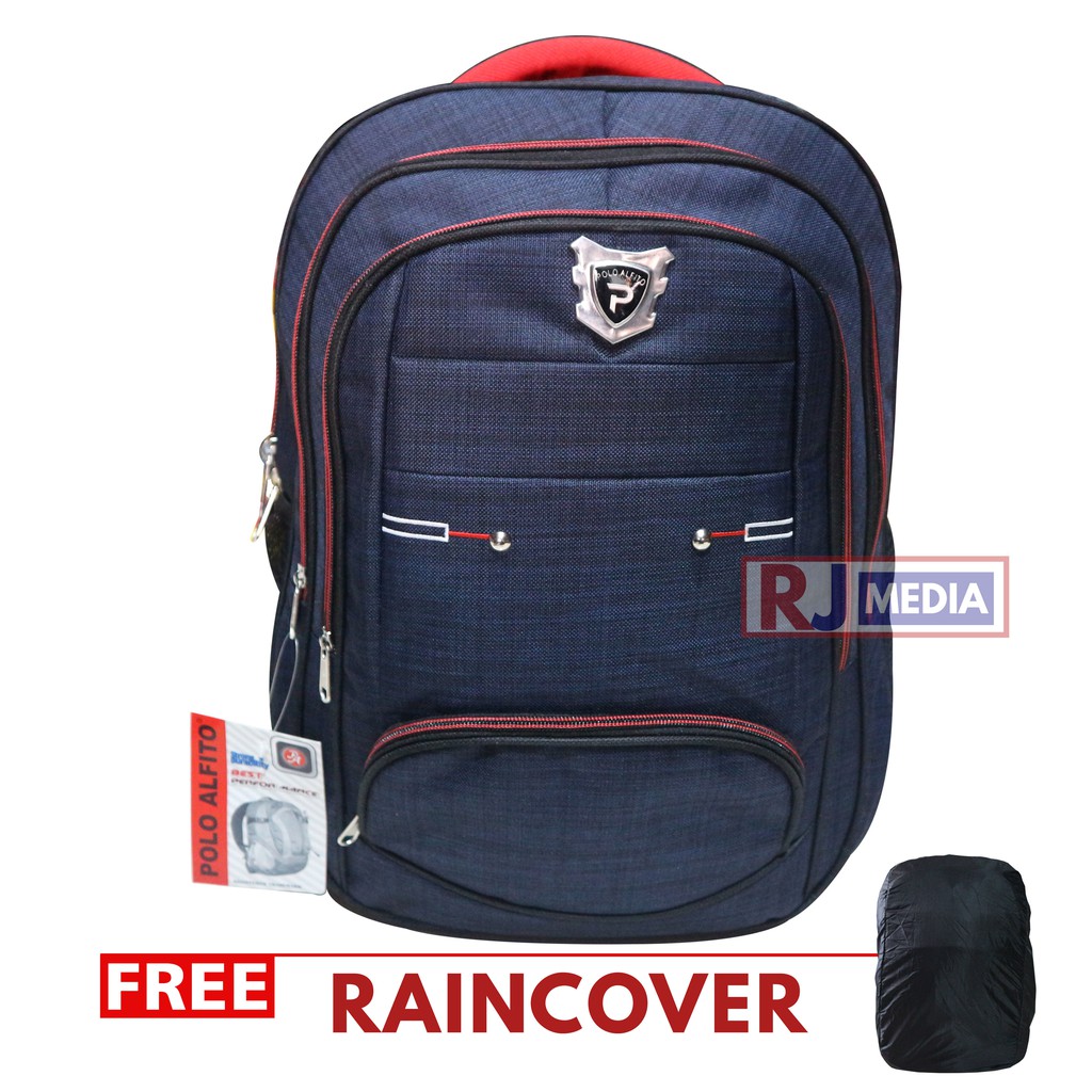 Ransel Pria POLO Bonus Raincover Tas Ransel Polo Alfito Backpack Laptop Tas Punggung Formal Elegant Kerja Kantor Kuat Awet Backpack Sekolah SD SMP SMA Kuliah Kerja Bonus Raincover