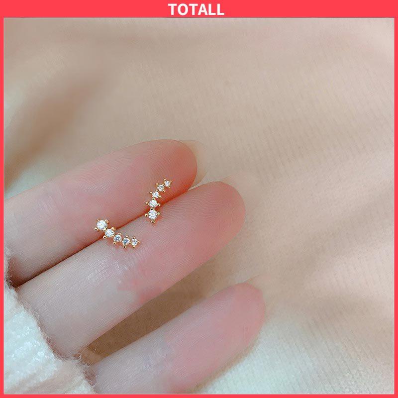 COD Deretan Kecil Berlian Geometris Sederhana Mikro-set Zirkon Anting Gandum Lucu-Totall