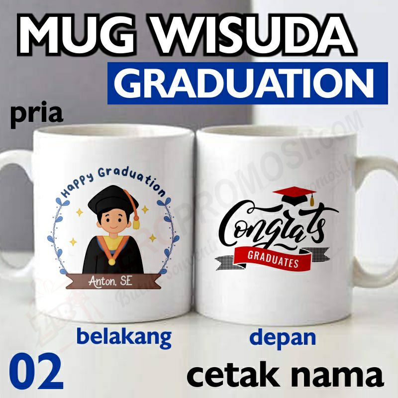 Mug Hadiah Wisuda Bisa Request Nama Dan Foto - Hadiah Custom Gift Graduation