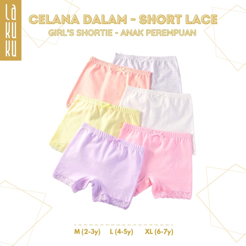 Lakuku - [GROSIR] Celana Dalam Anak Perempuan 1-7 th Underwear Katun Premium Impor Short Polos