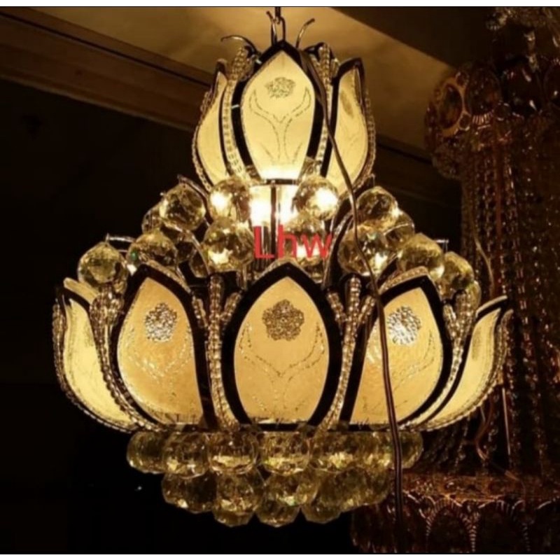 Lampu gantung hias kristal model teratai dekorasi ruang tamu,makan
