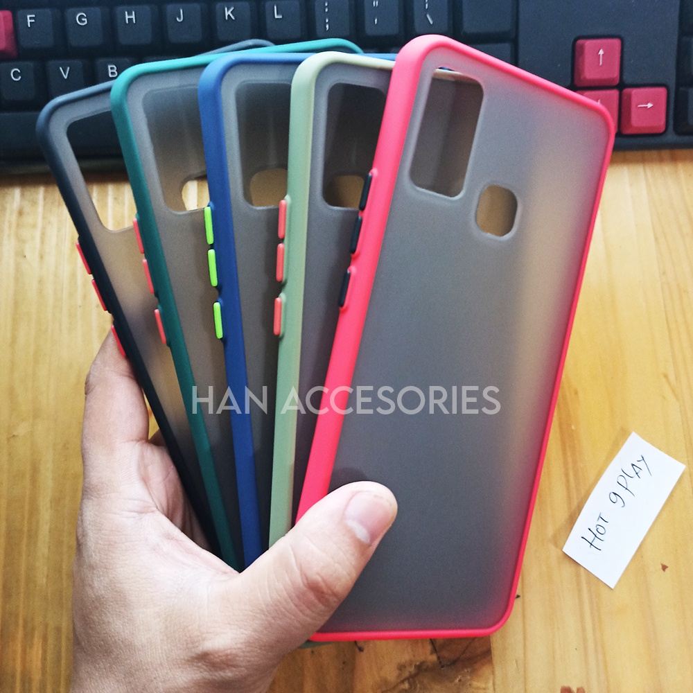 (PAKET HEMAT) Case Fuze Dove + Temperred Glass Infinix Hot 8/Hot 9/Hot 9 Play/Note 7/Note 7 Lite Hardcase / Matte Colour / Case Candy