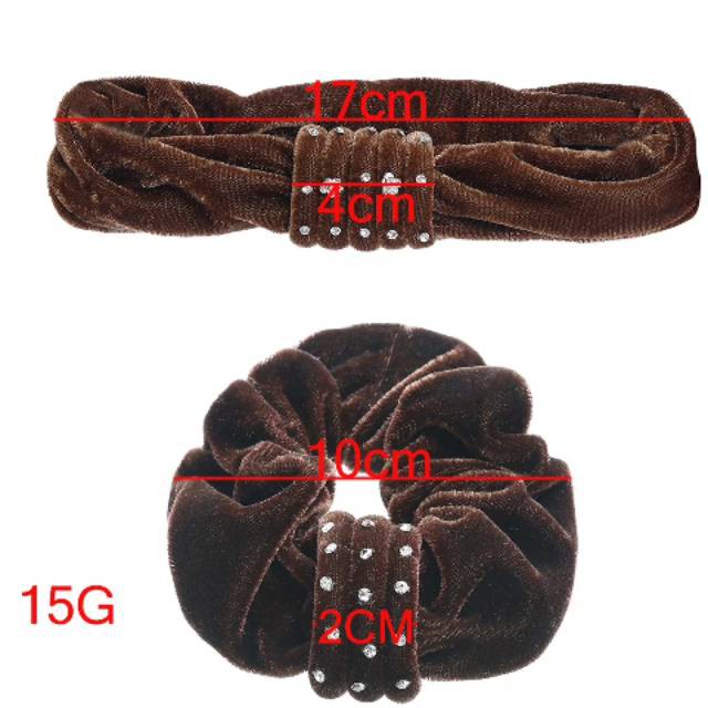 Ikat rambut permata hitam 6 pcs beludru.grosir