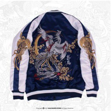 Sukajan Phoenix Navy White