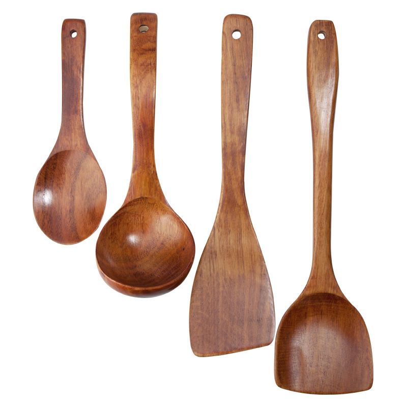 (BOW) Spatula Kayu 1 Set Isi 5 Peralatan Masak Unik Wooden Style Peralatan Dapur Berkualitas