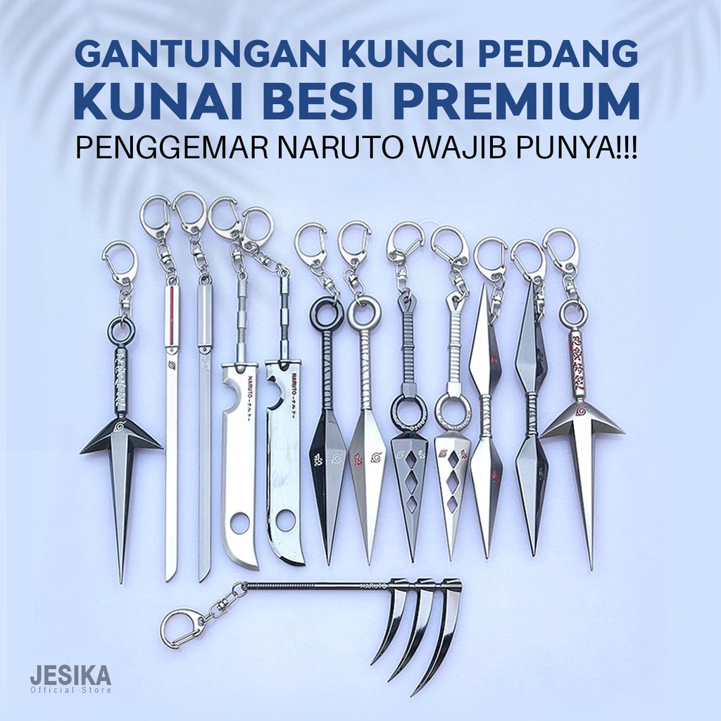 Gantungan kunci kunai senjata pedang anime naruto unik hiraishin minato shuriken kubikiribocho kusan