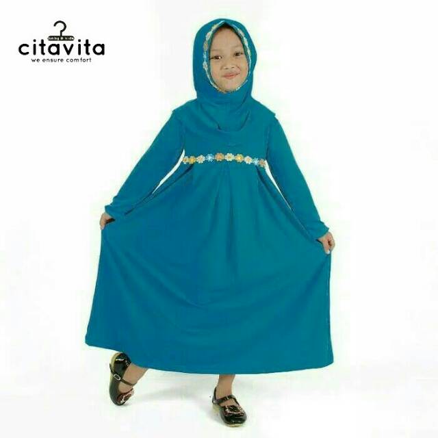 Baju Gamis Anak Perempuan / Baju Muslim Anak Perempuan / Warna Biru