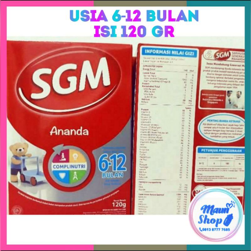 Sgm ananda 2 / susu bayi sgm 2 usia 6-12 bulan isi 120 gram