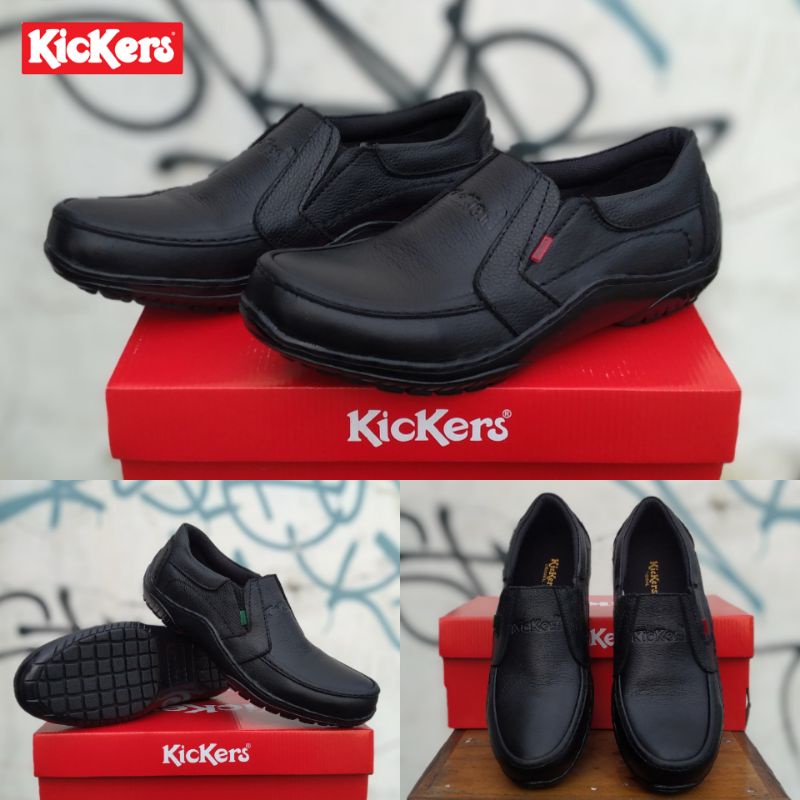 Sepatu kulit slip on kickers / Sepatu slip on pria kulit asli