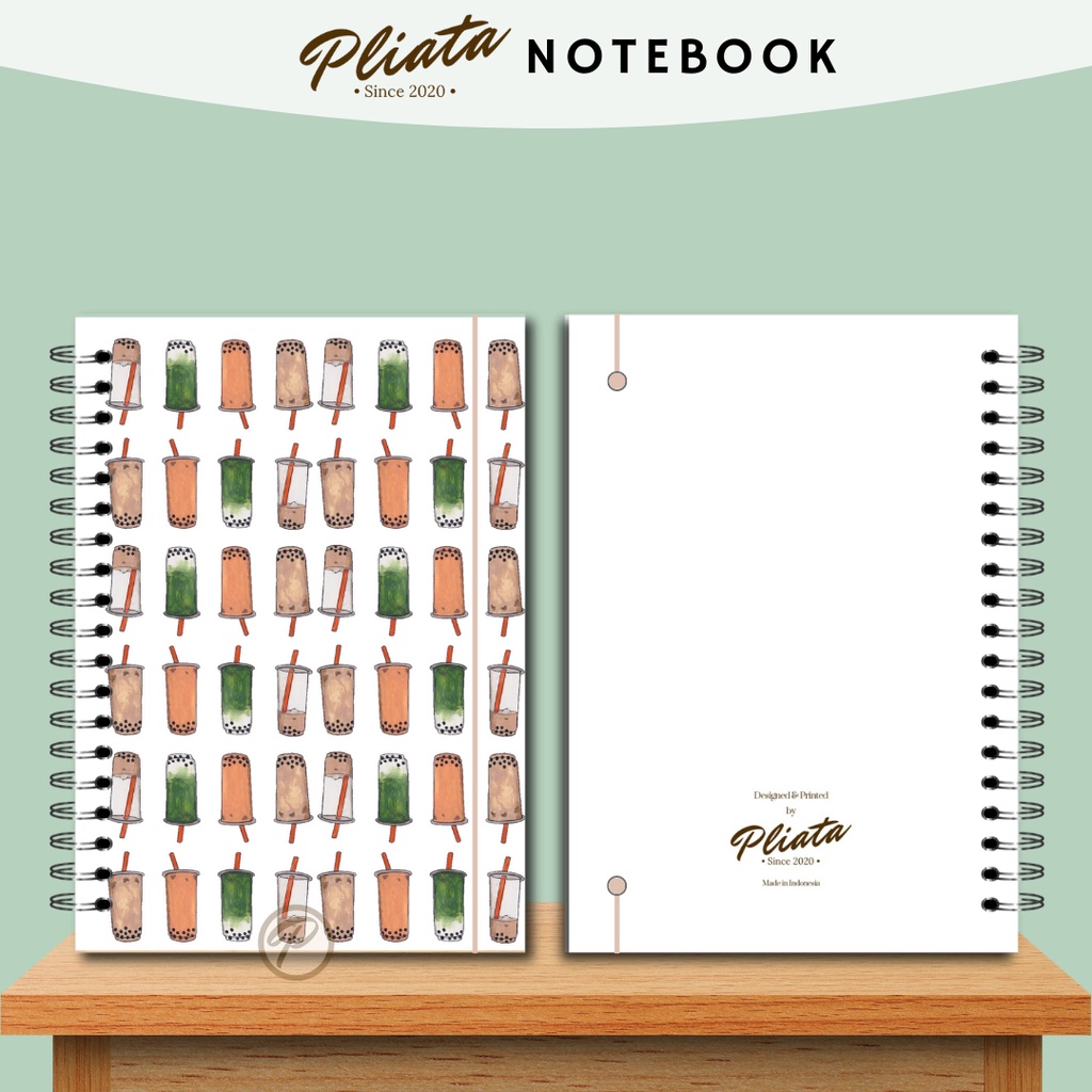 PLIATA NOTEBOOK SPIRAL - BOBA DRINK - Softcover Doft Aesthetic Book Buku Tulis