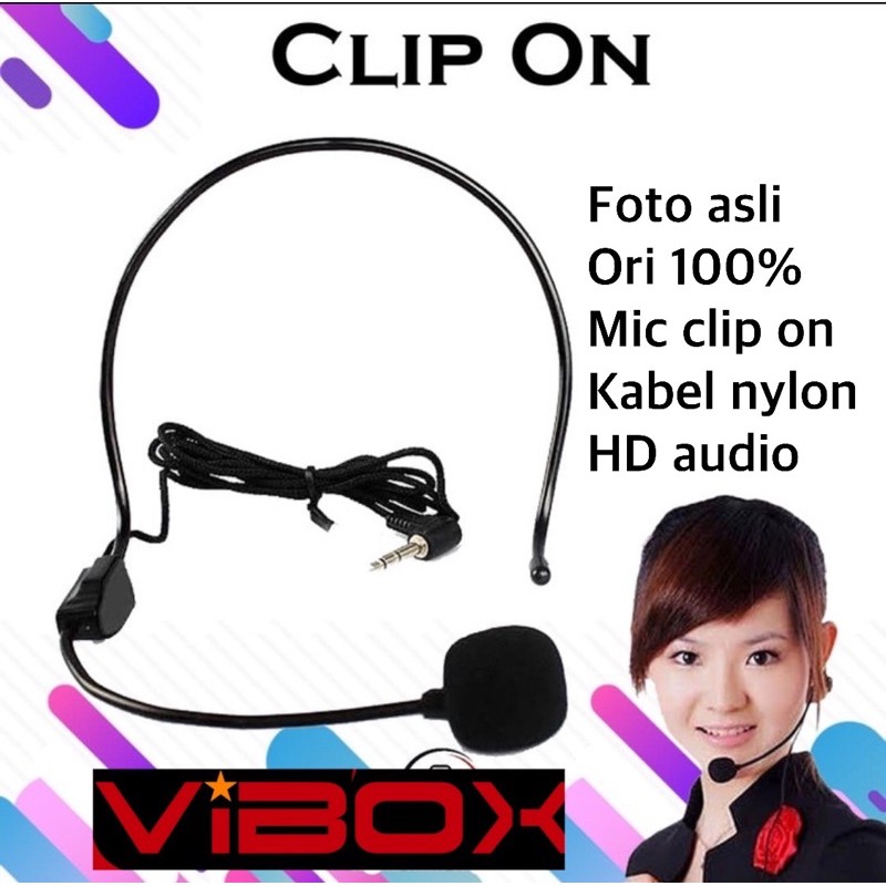 PROMO MIC CLIP ON BANDO ORIGINAL VIBOX KABEL NYLON SUARA AUDIO HD CLEAR BUAT VLOGGER