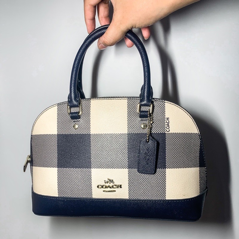 Preloved tas Coach mini sierra plaid navy