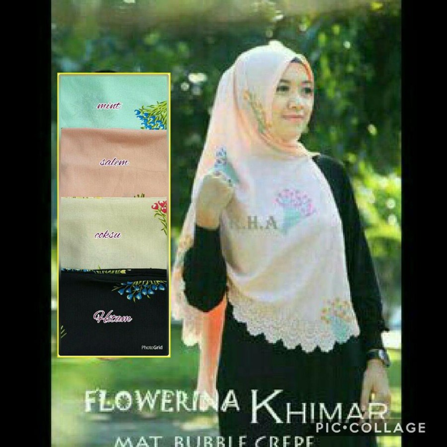 Khimar Syari Motif Bunga / Hijab Kerudung Khimar Flowerina Khimar Laser Kerudung Laser