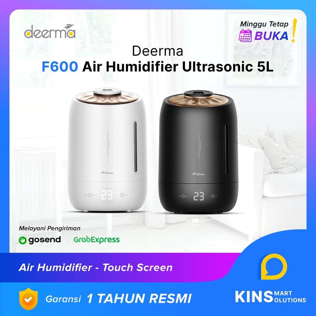 DEERMA F600 Air Humidifier Ultrasonic 5L Touch Screen Garansi Resmi