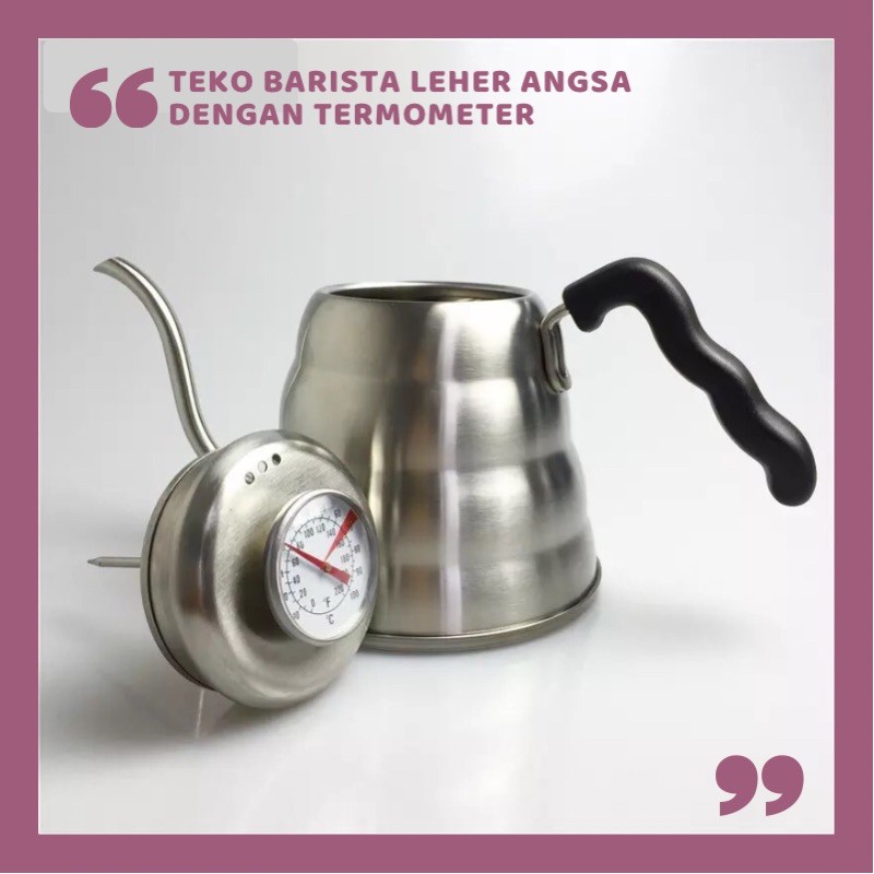 Coffee Maker Pot V6 Drip Kettle Teko Kopi Leher Angsa Barista Thermometer 1200ml