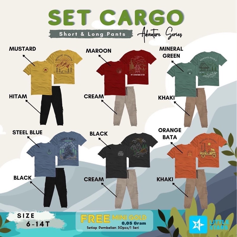 SET CARGO LONG & SHORT PANTS  BY LITTLE STARS