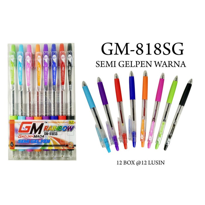 

HARGA KHUSUS 8 pcs Pulpen 8 warna GM818SG rainbow 0.7mm