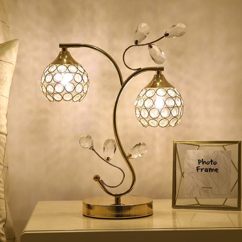 LAMPU MEJA KRISTAL DUA KEPALA LED