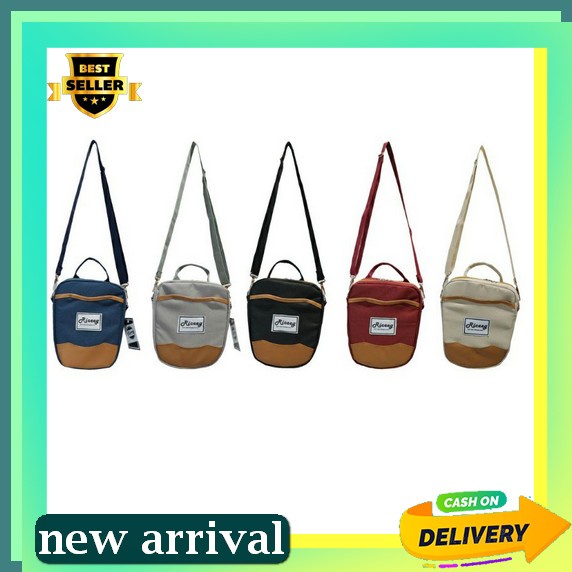 Tas Selempang Pria Vintage Trendy Distro Pushop  Putih D2Q1 Kulit Anti Bag Visval Original Multifung