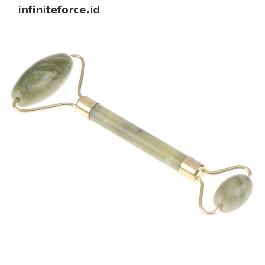 (Infiniteforce.Id) Alat Pijat Gua Sha Roller Batu Giok Alami Untuk Wajah