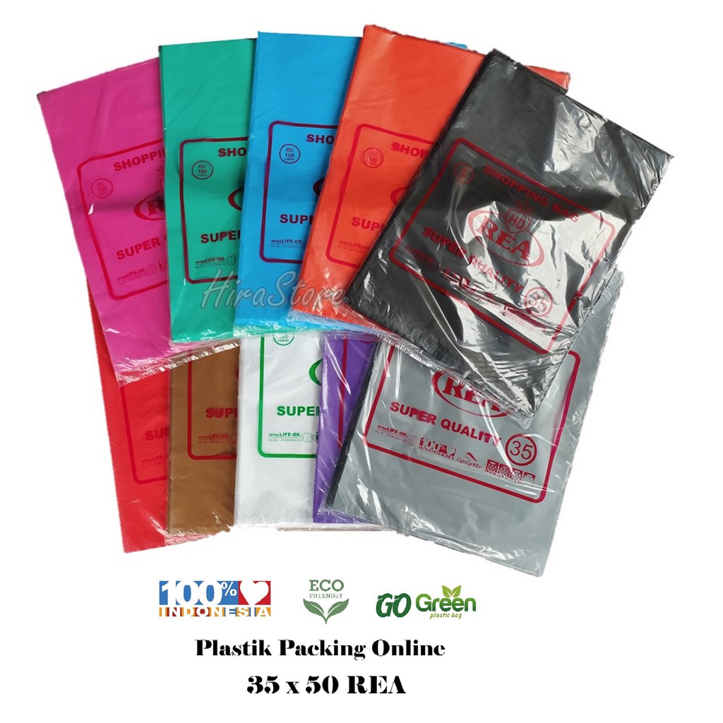 Plastik packing tanpa plong 35x50 merk REA isi 100 pcs Plastik packing tanpa plong 35x50 merk REA isi 100 pcs