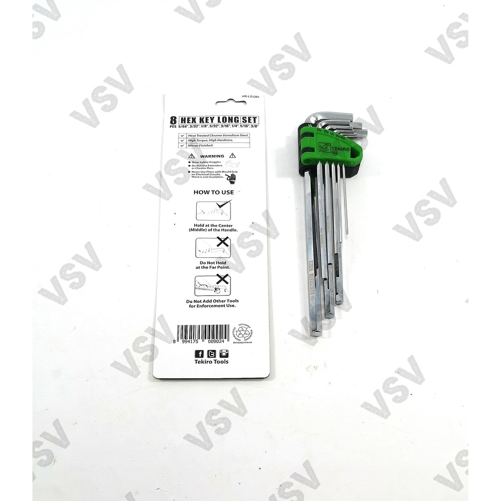 TEKIRO kunci L INCH set 8pc panjang 5/64&quot;-3/8&quot; / hex key long set 8pc