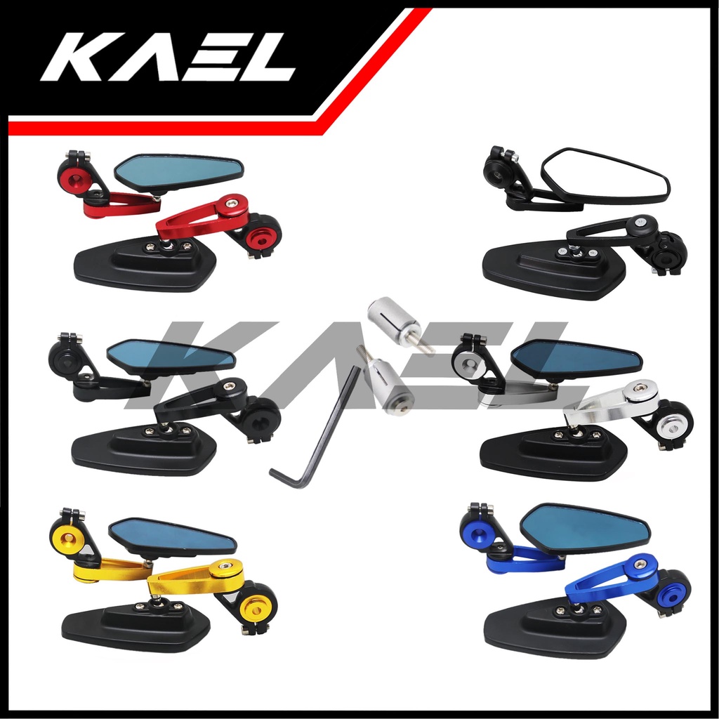 Spion Jalu Oval Full CNC Motor Universal Hitam-Biru-Merah-Silver-Emas Sepion Variasi Bandul Kaca Biru-Putih Black-Blue-Red-Gold