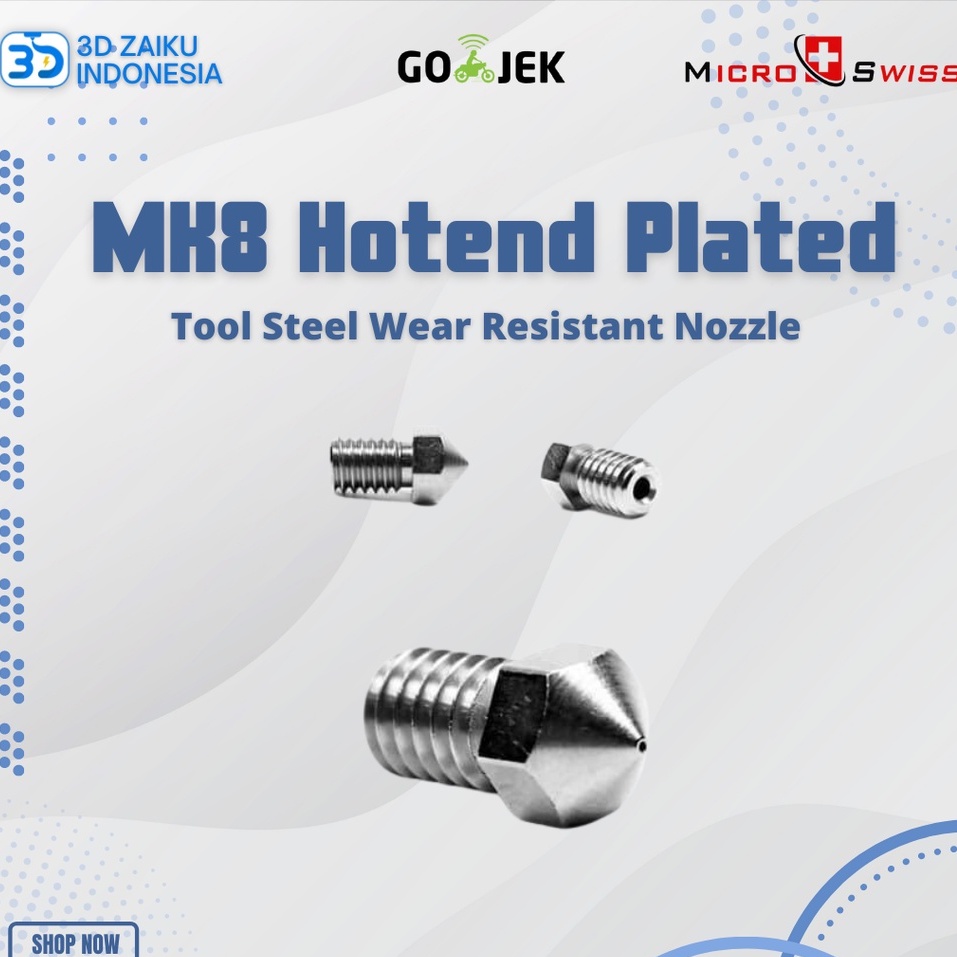 Micro Swiss MK8 Hotend Plated Tool Steel Wear Resistant Nozzle