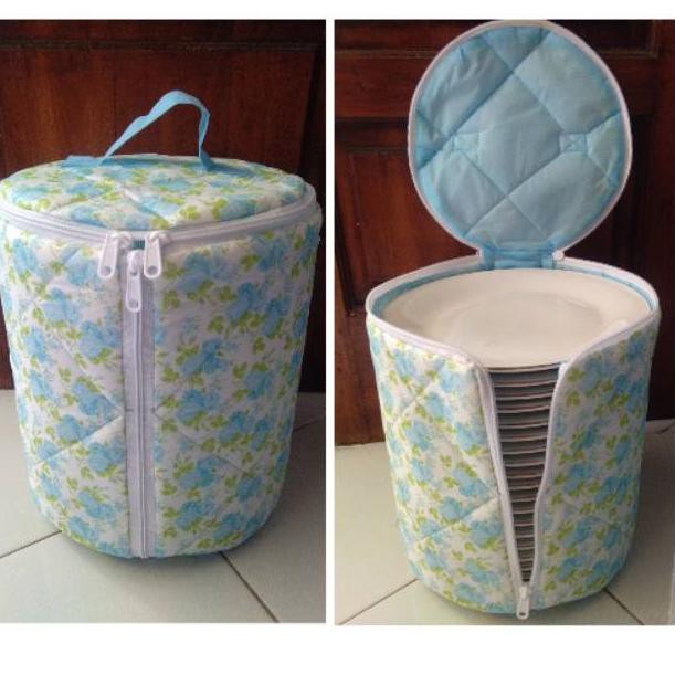 [ Rebut promo ☀ TAS PIRING BUSA 26,5 cm JUMBO Anti Debu - Tempat Piring Lapis Busa Tertutup - Sarung