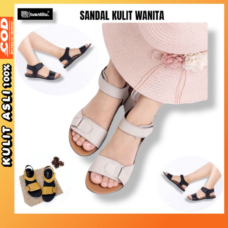 Sandal Sepatu Wanita Kulit Asli Sukaregang Garut Tali Belakang