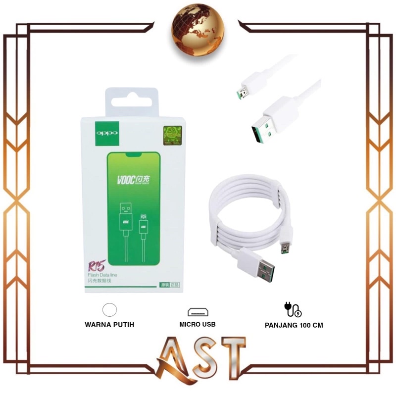 Kabel Oppo Micro Cable Data R15 VOOC 4A F5 F3 F9 Packing Dus