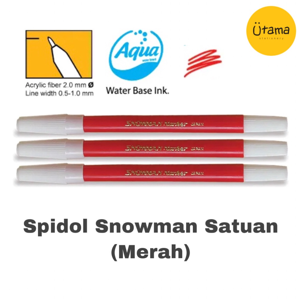 

Spidol Snowman PW1A MERAH/Marker Kecil Satuan RED/Ecer/Eceran (Grosir 12pc