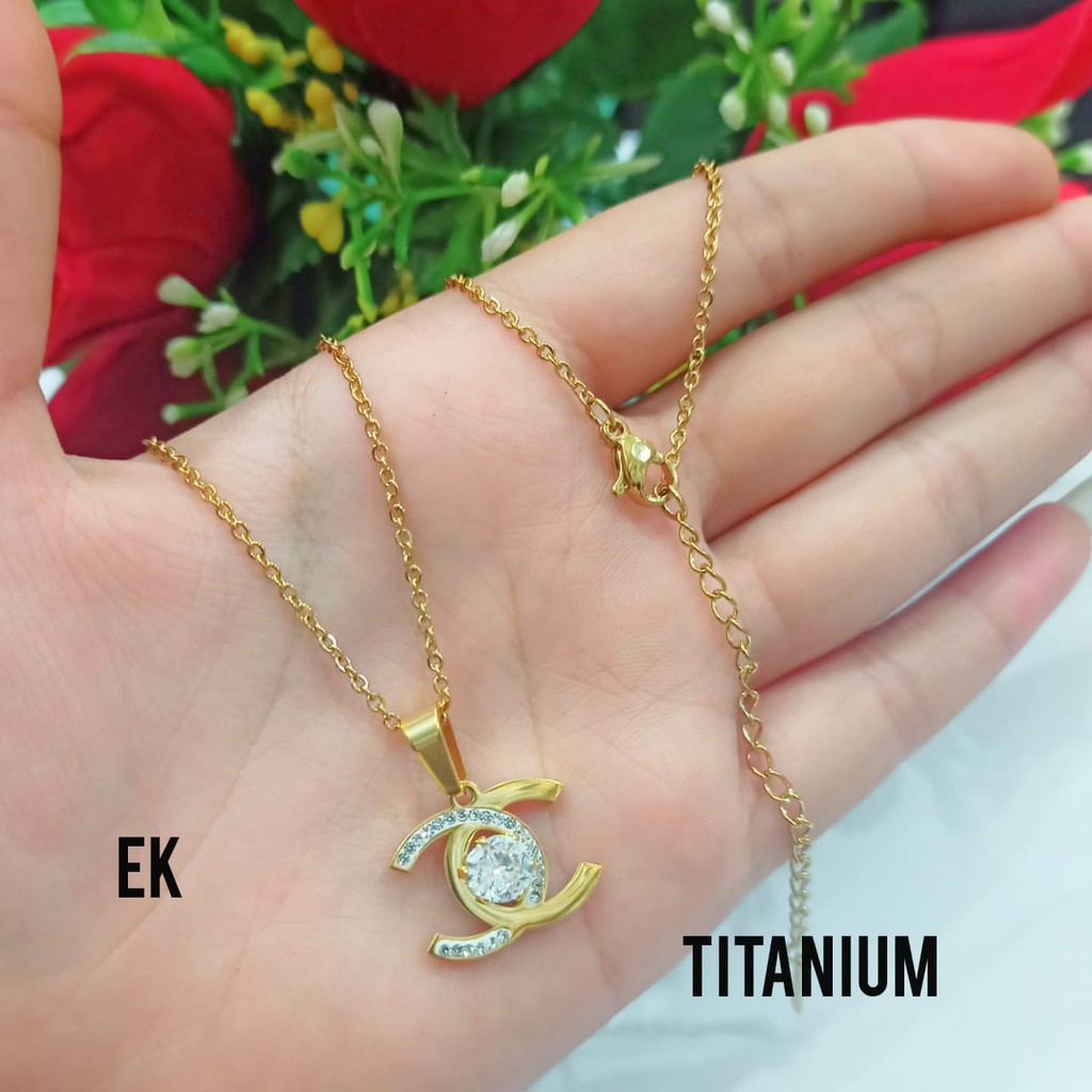 COD Kalung Wanita TITANIUM permata zircon motif brand, TIDAK LUNTUR, TIDAK BERKARAT