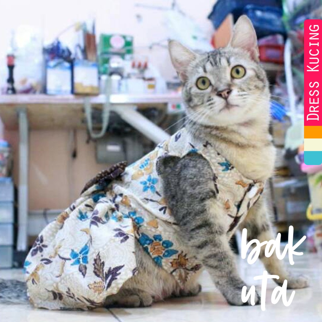 Dress batik bunga coklat lucu untuk kucing dan anjing size S M L XL