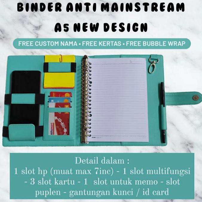 

[[BISA COD]] Binder Untuk Kuliah Kerja Buku Catatan 20ring Model A5 Custom Nama - Baby Pink