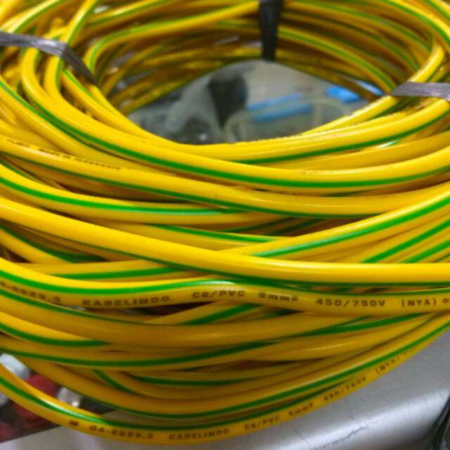 Kabel grounding kuning hijau 1x6mm  kabel  tunggal NYA 1x6mm