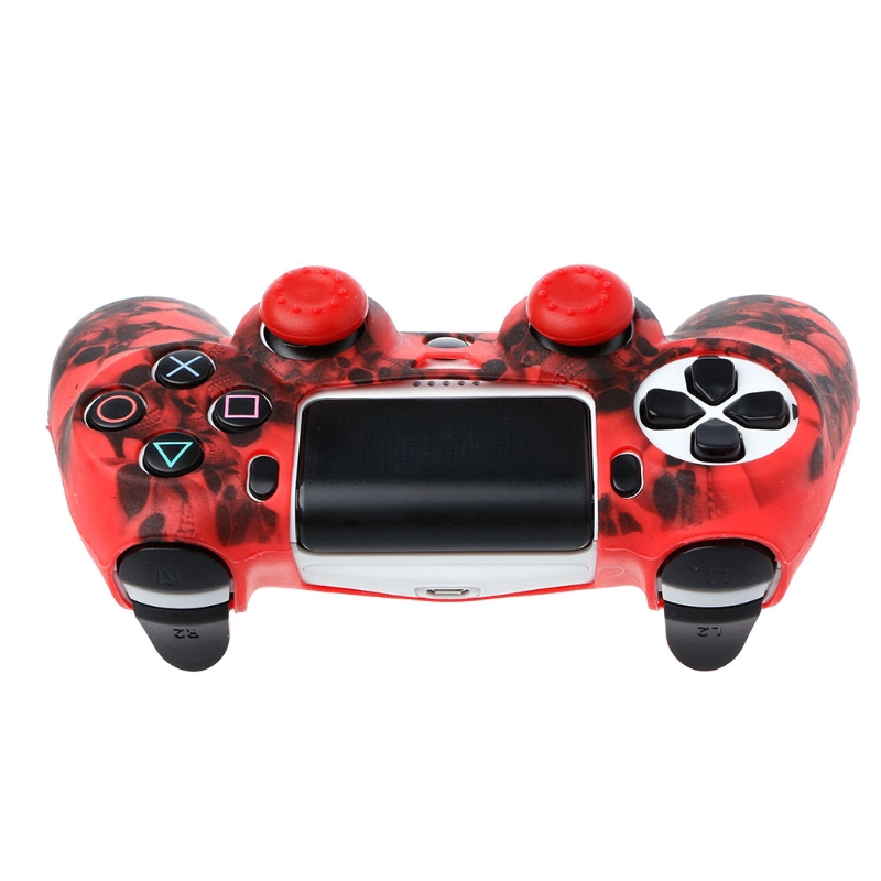 Set Casing Gamepad Controller PS4 Pro Bahan Silikon Motif Tengkorak Ada 7 Warna+2 Tutup Joystick Cap