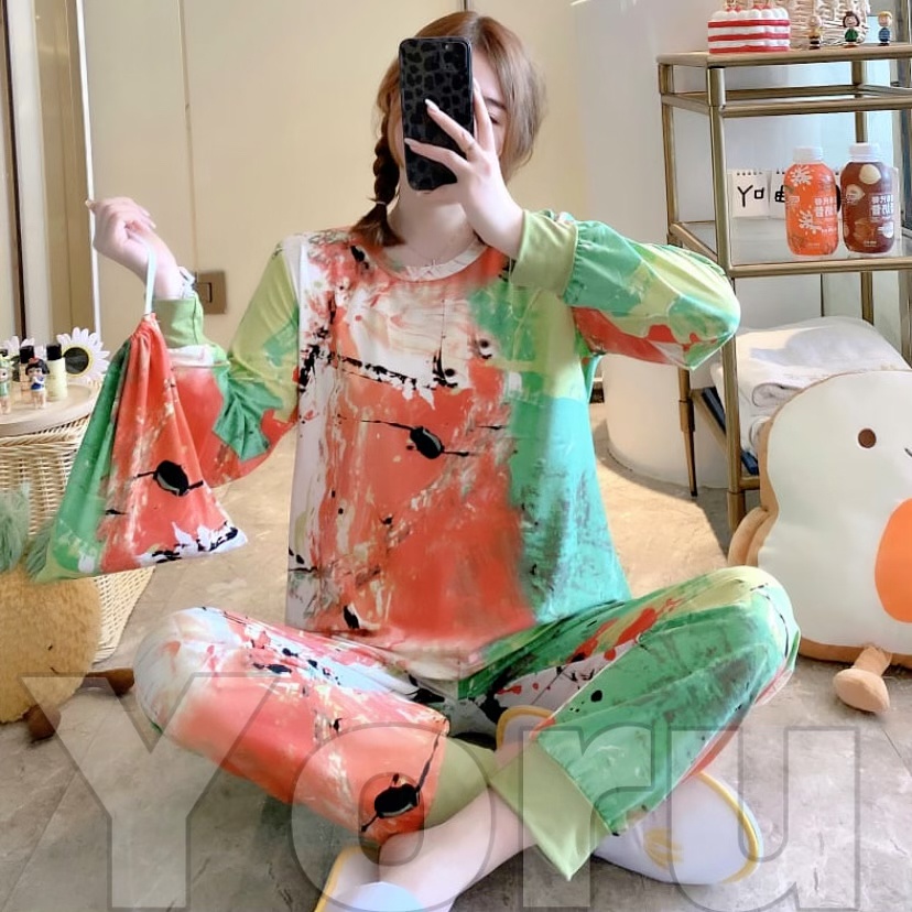 Pamelo Pajamas Tie Dye Daster Tie Dye Baju Tidur Tie dye Fashion Wanita TieDye Setelan Tiedye