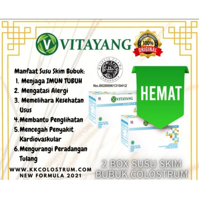 

Paket Hemat 2 box Vitayang Susu Skim Bubuk Kolostrum