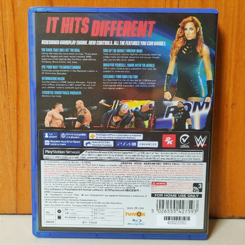 WWE 2K22 PS4 Kaset WWE2K22 Playstation PS 4 5 Smackdown 2022 W2 WW 20 2K W2K22 Playstation Ps 4 5 Kaset CD BD reg3 Smack down pain 2k19 Games Ps4 Ps5 Region 3 Asia Reg 2k22 2022 Game 2k20 2k 22 20