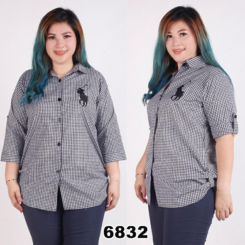 WSE390 Kemeja Oversize Polonia Jumbo XXXL / Kemeja Wanita Big Size / Atasan Jumbo 3XL / PREMIUM QUALITY