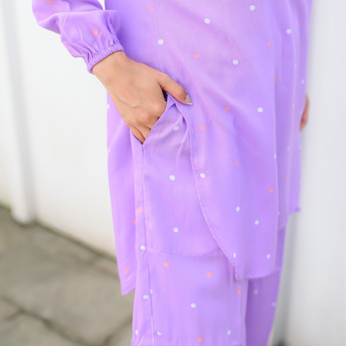 PAJAMAS SET CELANA BAJU MUSLIM ONE SET TEI DYE WANITA PIYAMA PAJAMAS-8