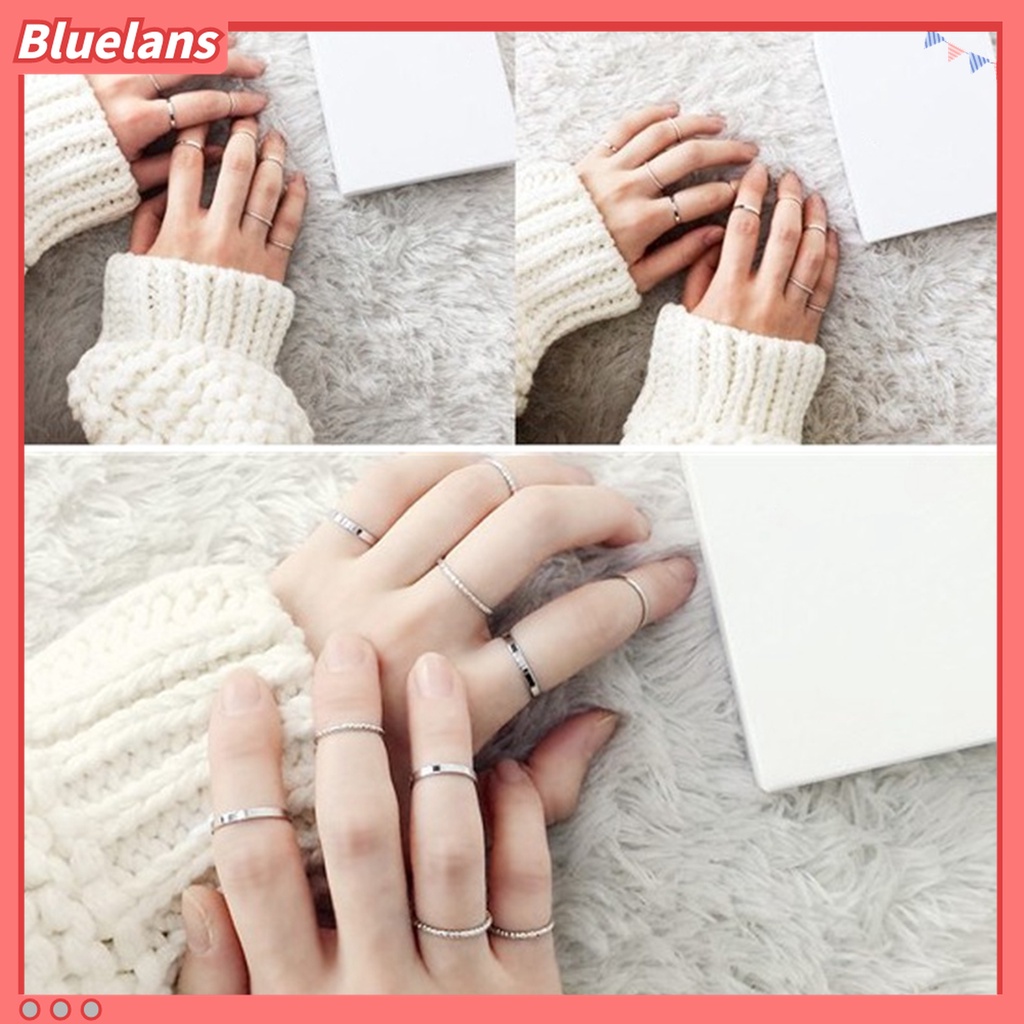 10 Pcs Cincin Jari Ringan Warna Murni Untuk Pria Dan Wanita