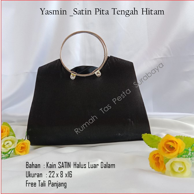 Tas Unik,Tas Elegan,Tas slempang,Yasmin _Satin Pita Tengah Hitam