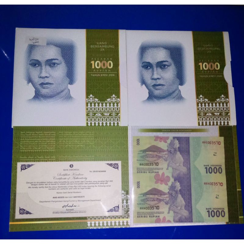 WN UANG UNCUT 1000 2X CUT MUTIA UANG BERSAMBUNG 2 BLOK UANG BELUM DI POTONG 2 LEMBAR