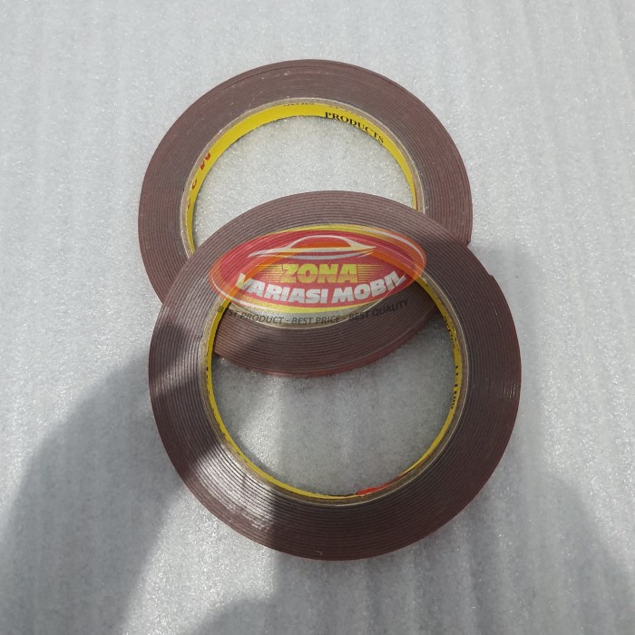 MOBIL-KARPET- DOUBLE TAPE PEREKAT LEM BOLAK BALIK 3M MERAH 8MM X 5 METER TERMURAH -KARPET-MOBIL.