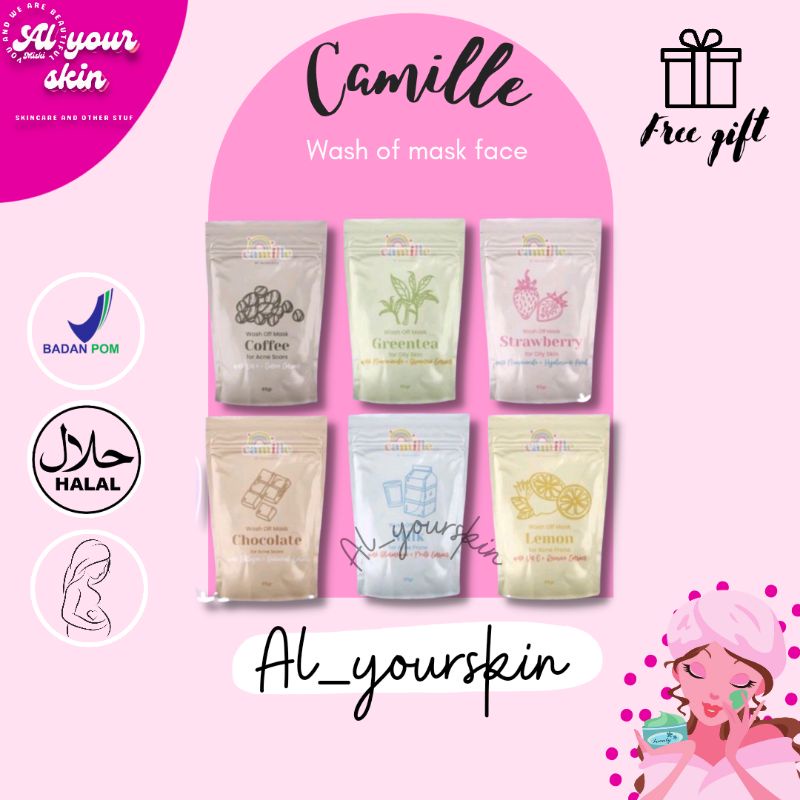 READY SIAP KIRIMCamille masker wajah, TERMURAH,Masker wajah Camile 100% asli camile produc free gify