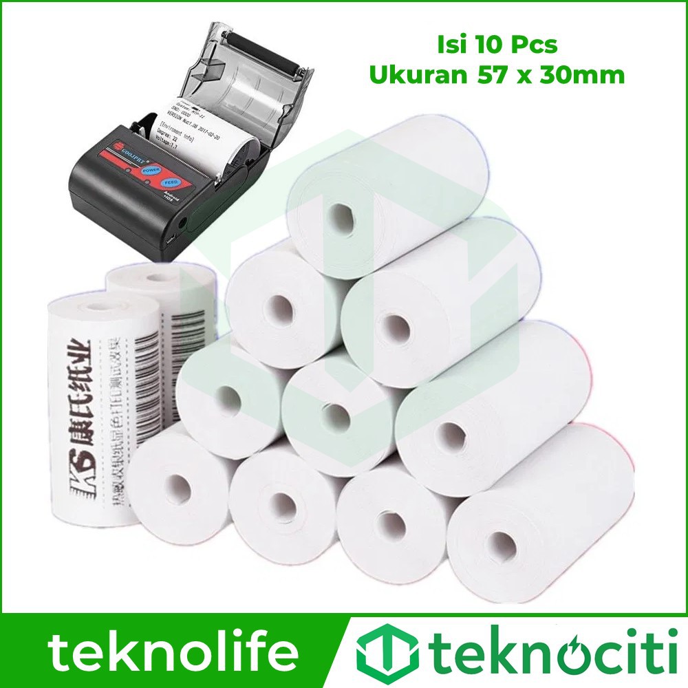 AUQOZ Paket Hemat 10 Pcs Kertas Struk Thermal Roll 57 x 30 / 57 x 40 Printer Kasir POS Zjiang