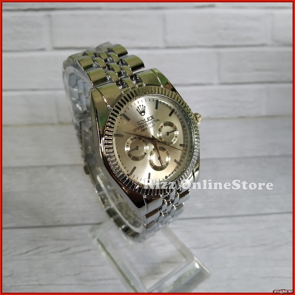 GRATIS BOX DAN BATRE Jam Tangan Couple Pasangan | Jam Tangan Kapel Anti Air Silver Plat Putih - Pria